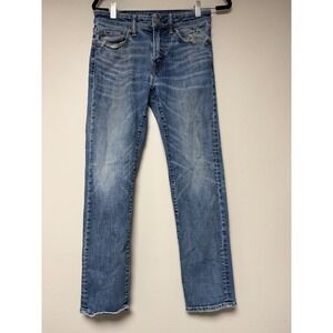 American Eagle Mens Original‎ Straight Jeans 29x30 Light Wash Distressed